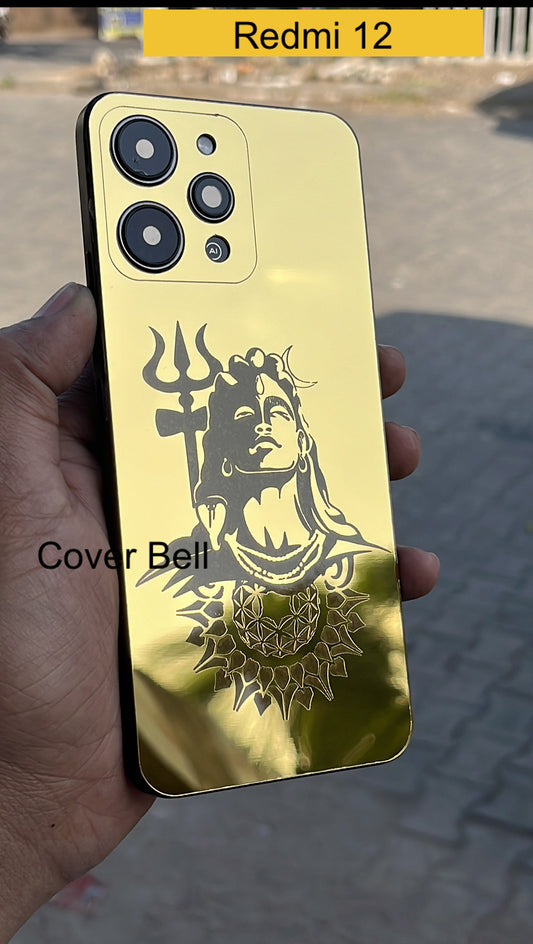 redmi 12 & poco m6 pro shiv gold back panel protector