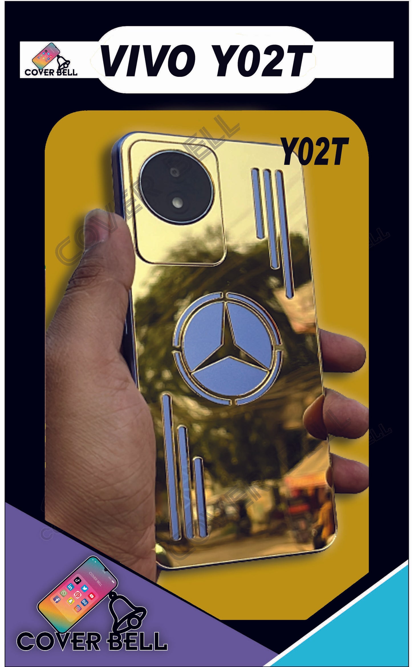 VIVO Y02T GOLD MERCEDES BACK GUARD