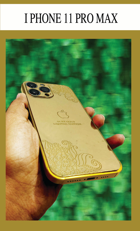 I PHONE 11PRO MAX GOLD BACK PANEL WITH SKIN