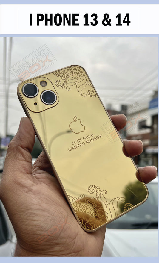 I PHONE 13 AND 14 GOLD BACK PANEL WITH SKIN