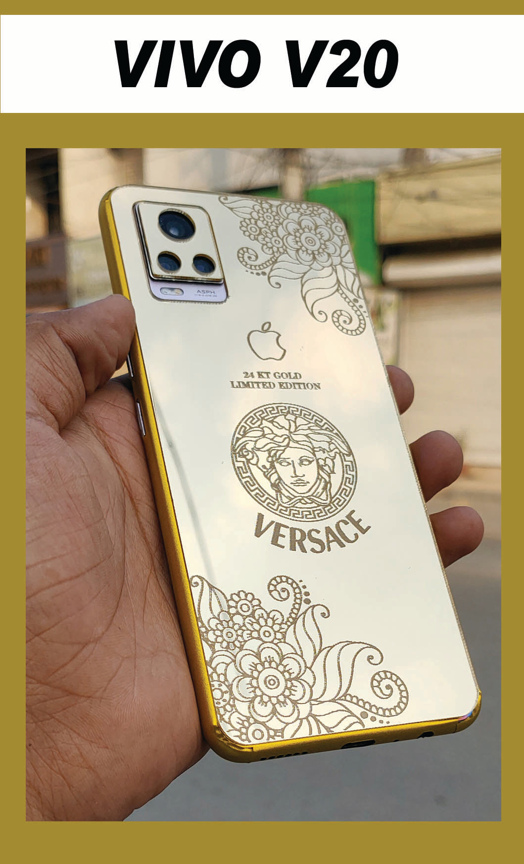 VIVO V20 GOLD BACK PANEL WITH SKIN