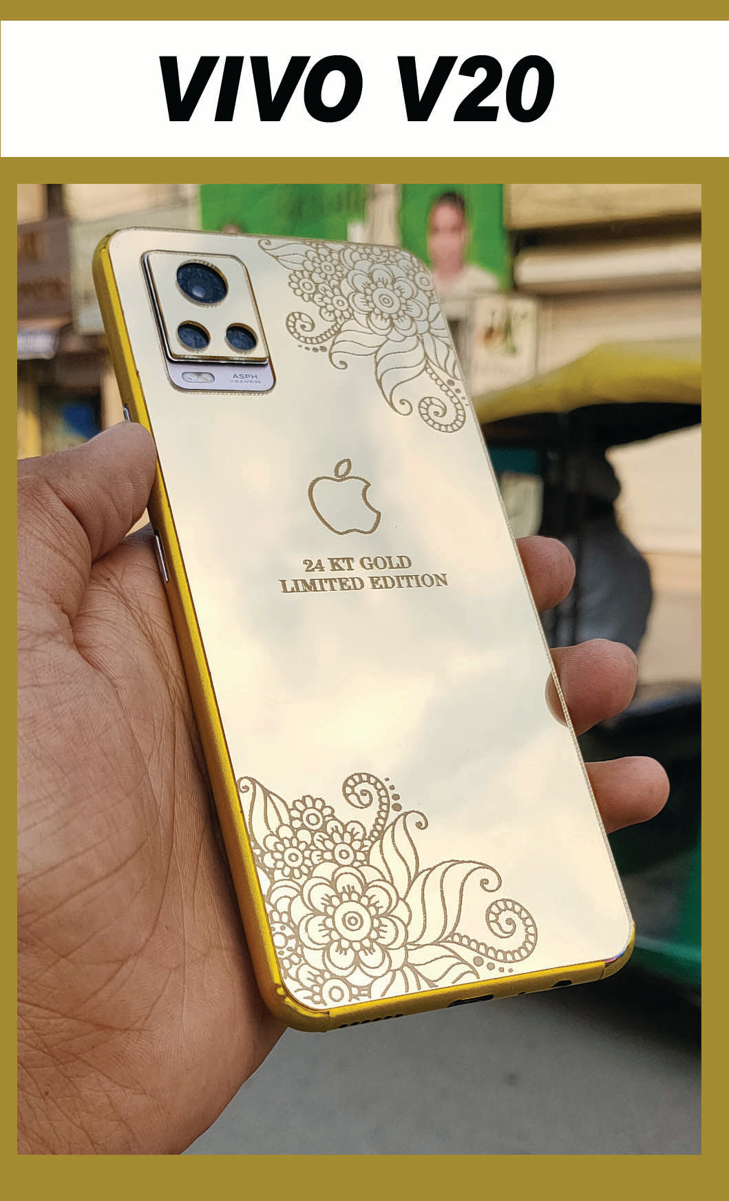 VIVO V20 GOLD BACK PANEL WITH SKIN