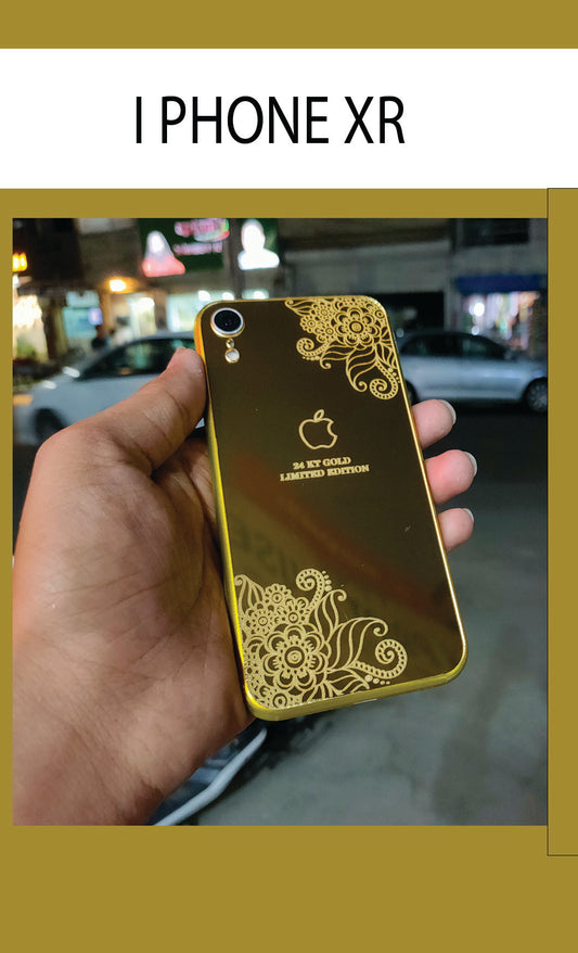I PHONE XR GOLD BACK PANEL WITH SKIN