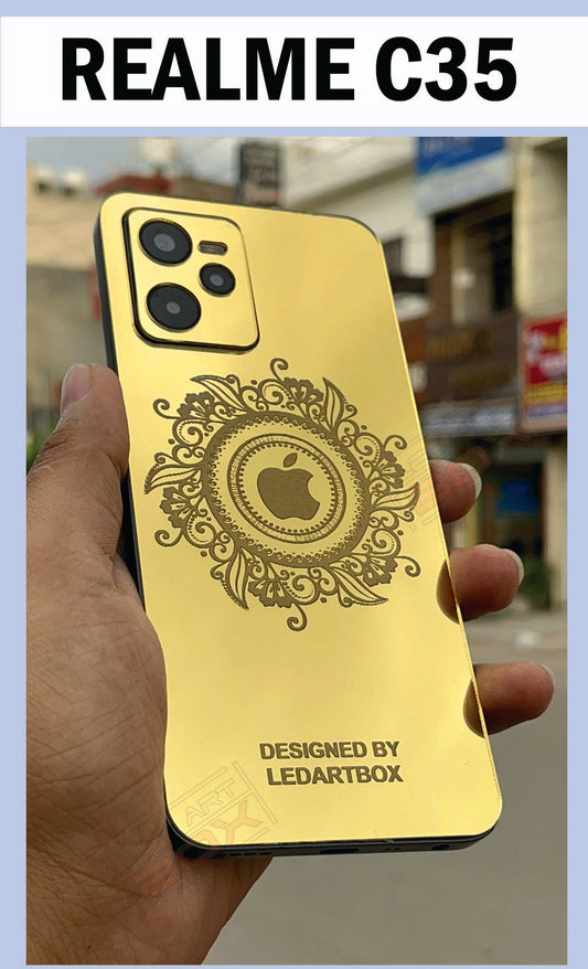 REALME C35 GOLD BACK PANEL WITH DESIGN AND  SKIN
