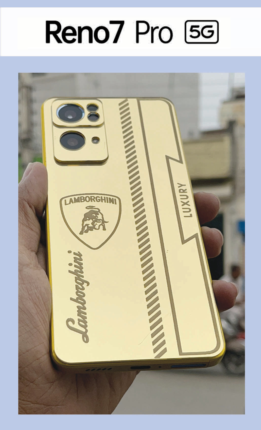 OPPO RENO7 PRO (5G) GOLD BACK PANEL WITH SKIN